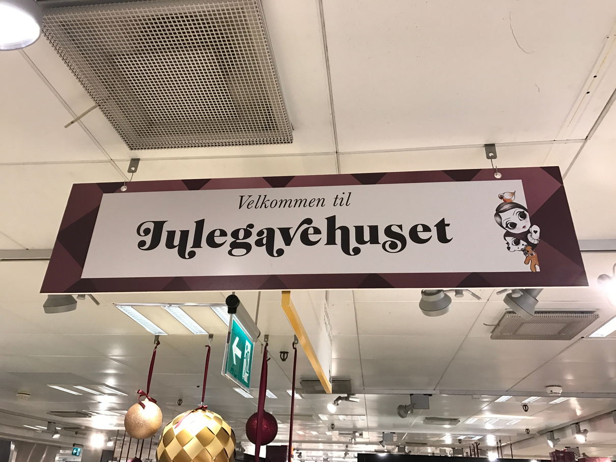 Skilt for Julegavehuset